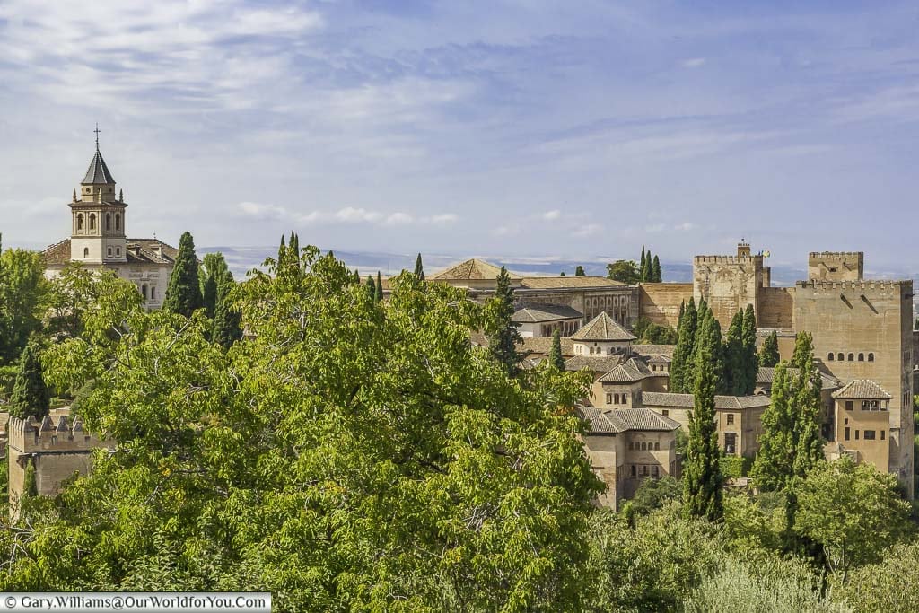 Looking over the gardens of the Alhambra in Granada.