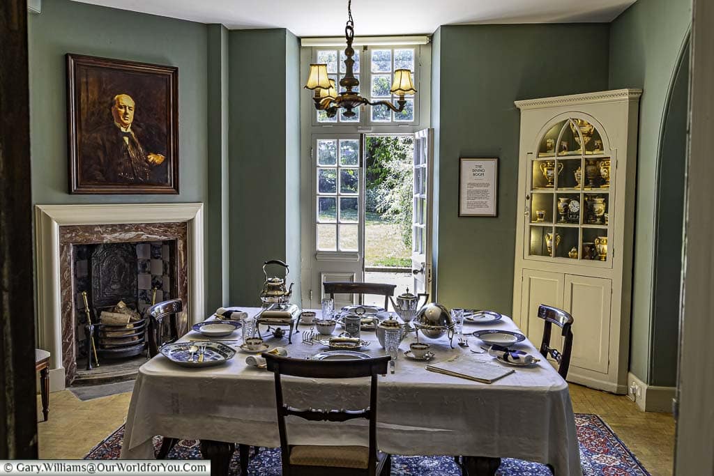 A table set for breakfast in the dining room of lamb house in rye, east sussex
