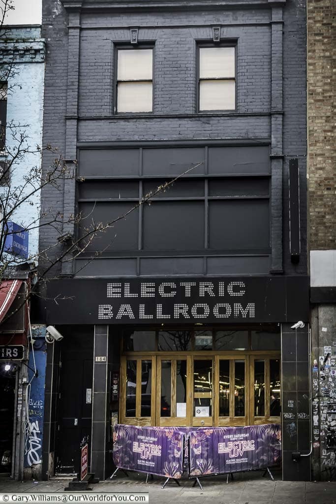 The narrow front to 'The Electric Ballroom' club in Camden.