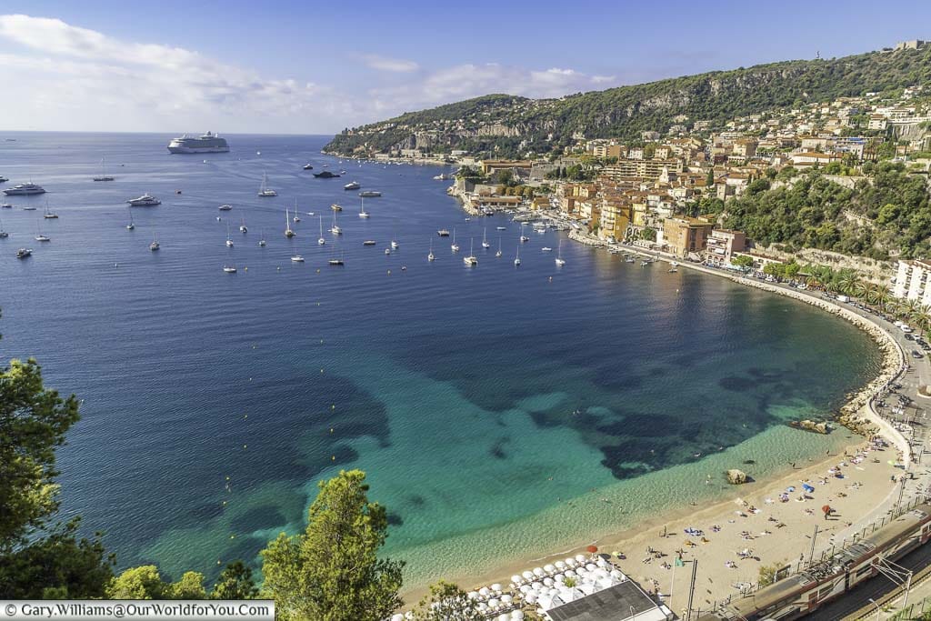 The viewpoint overlooking Villefranche-sur-Mer in the South of France