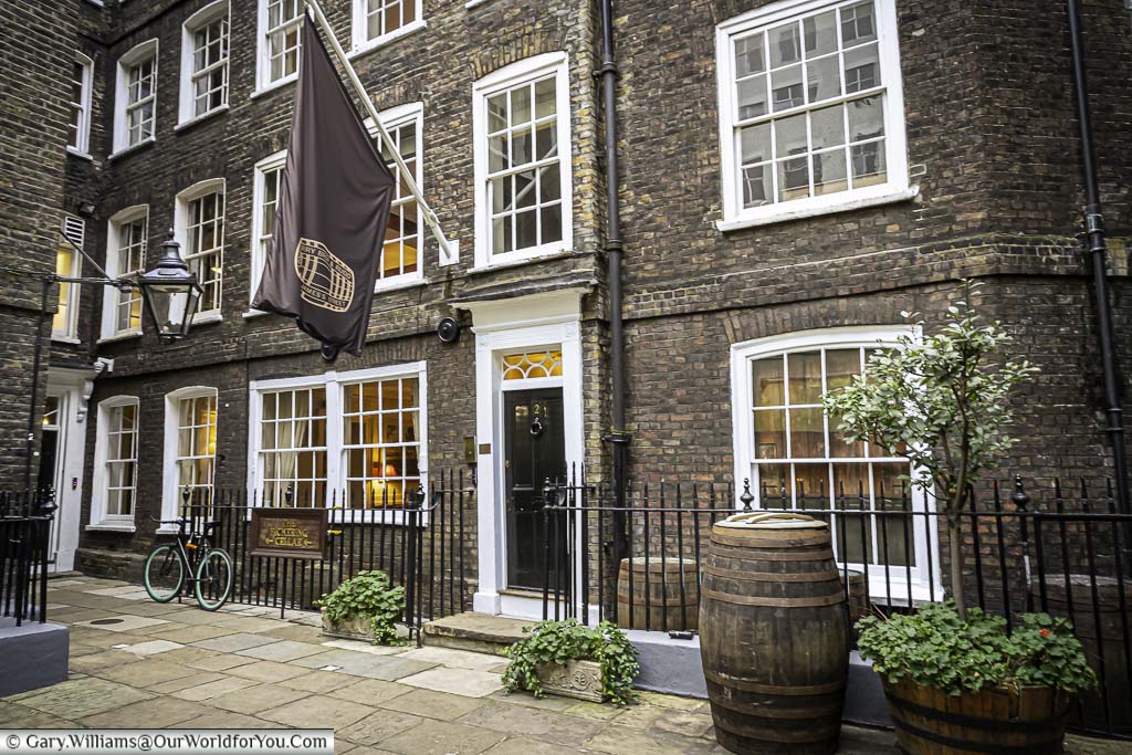 The courtyard of Berry Bros & Rudd in Pickering Place, St James's, City of Westminster, London