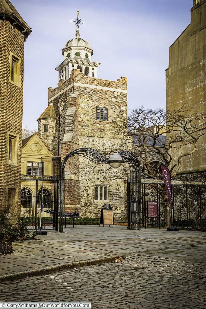 The historic stone charterhouse tower just off charterhouse square in clerkenwell london