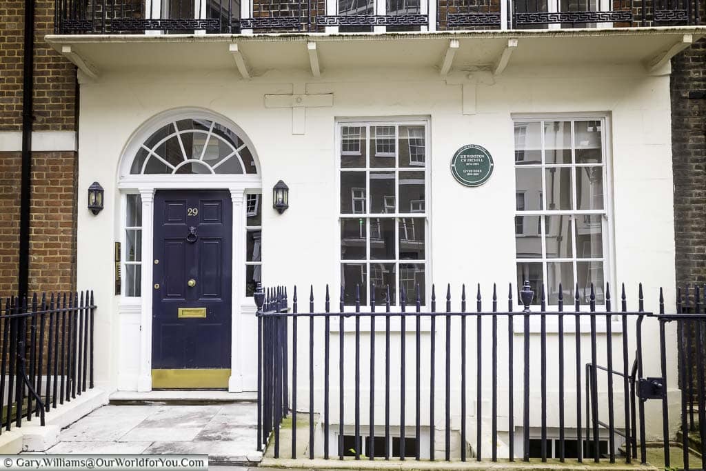 A City of Westminster Green Plaque on the house Winstone Churchill lived as a child in St James's place, London