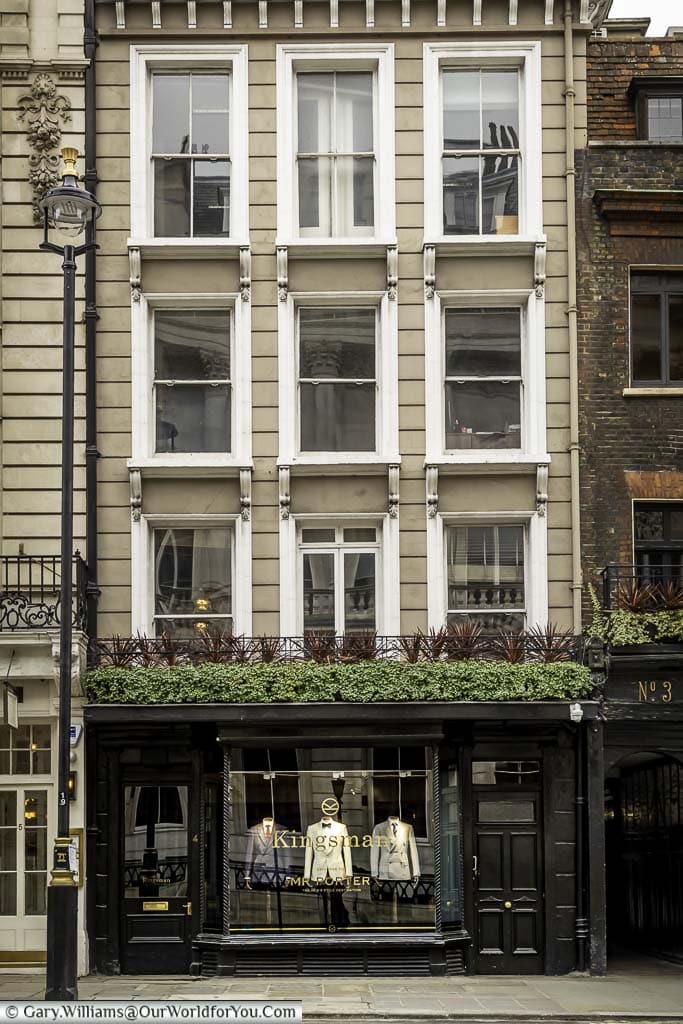 The frontage of the Kingman at Mr Porter, on St James's Steet in the City of Westminster, London