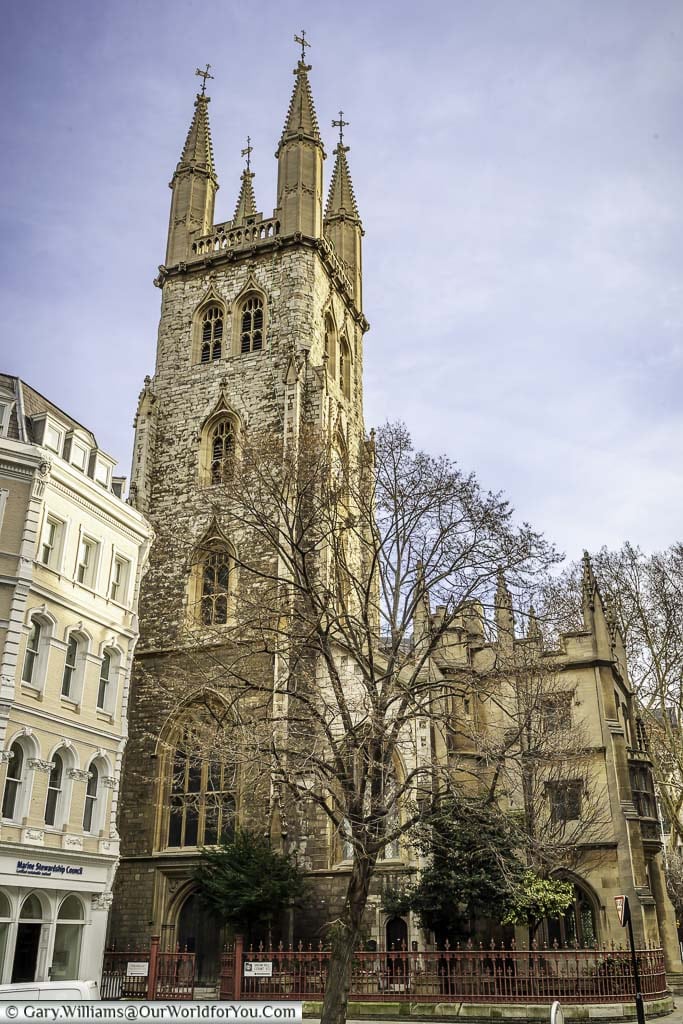 The historic church of the Saint sepulchre-without-newgate in the smithfield region of the city of london