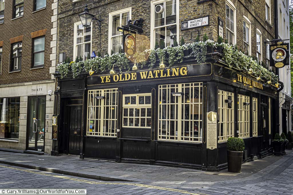The Ye Olde Watling pub on Watling Street, a traditional tavern, on the historic London to Dover way.