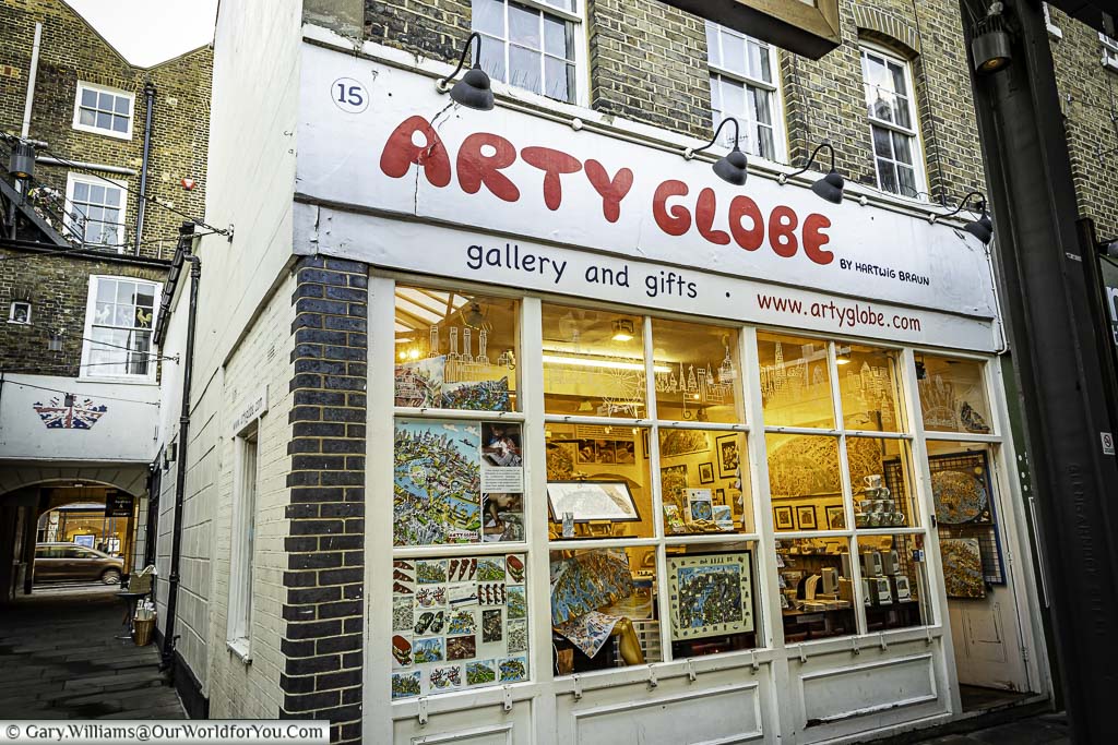 The arty globe shop in greenwich market at greenwich market in south east london