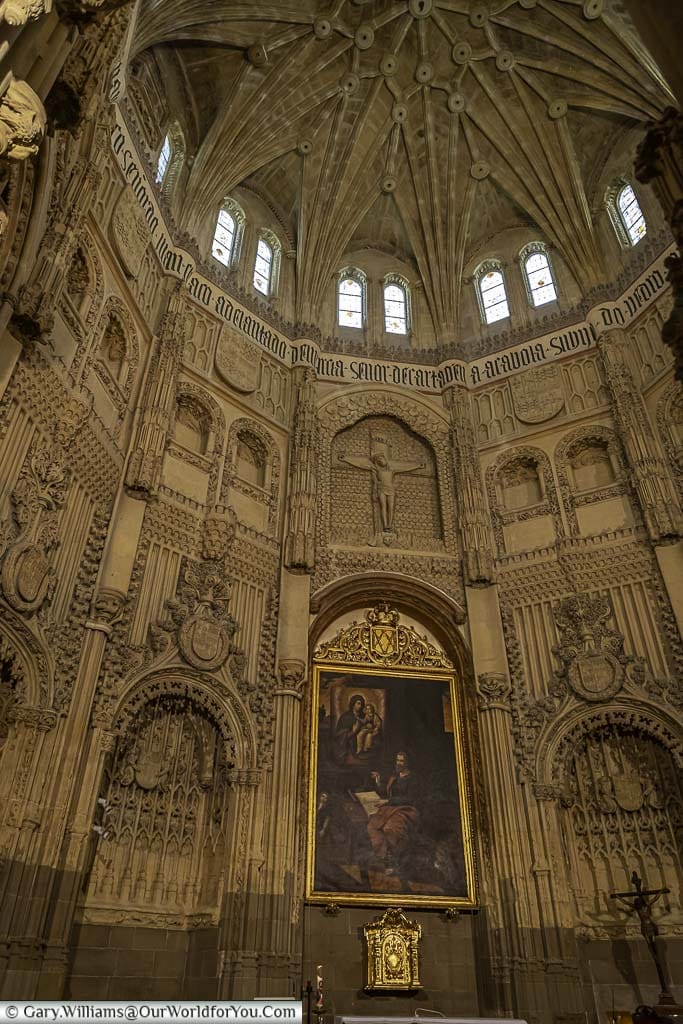 The inside of the vaulted vélez chapel in murcia cathedral in murcia, spain.