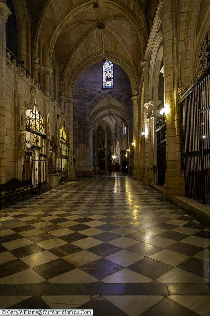 The vaulted walkway in murcia cathedral in murcia, spain.