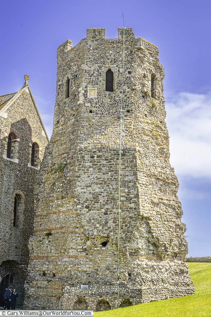 The remains of the roman lighthouse at the english heritage dover castle in kent