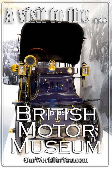 The Pin image for our post - 'A visit to the British Motor Museum'